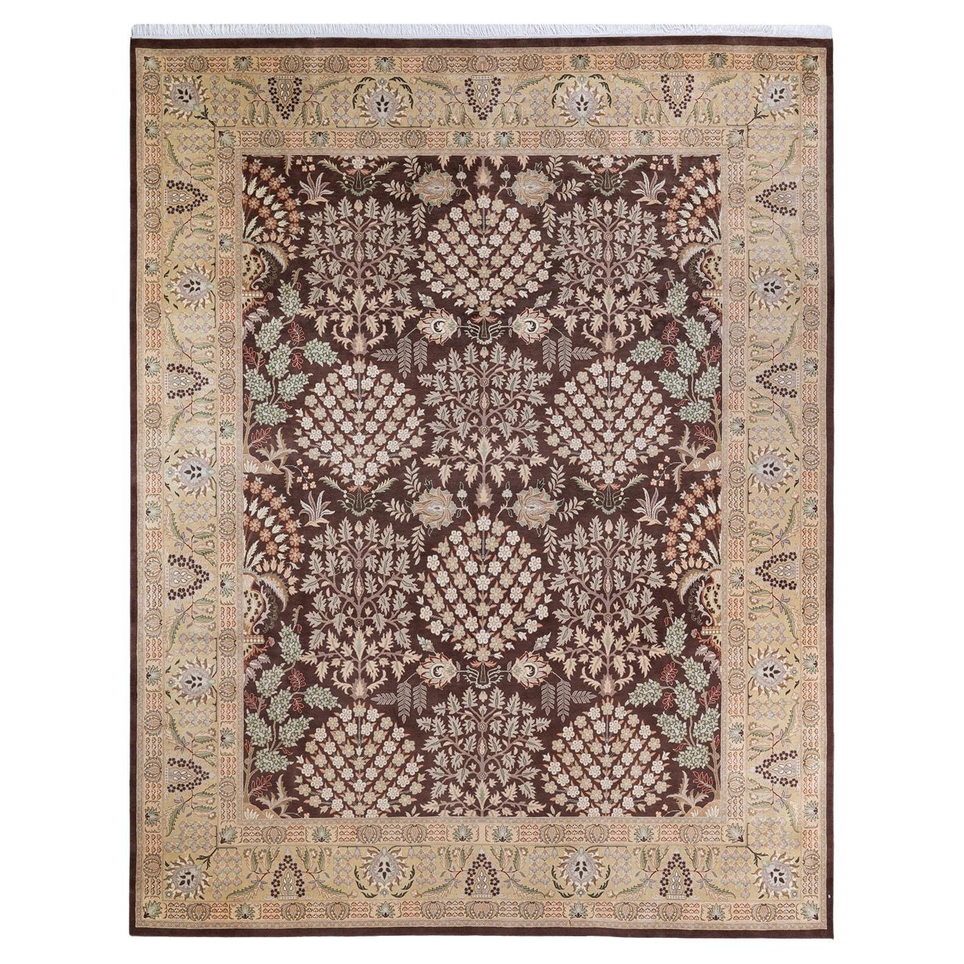 One of a Kind Hand Knotted Traditional Oriental Mogul Brown Area Rug
