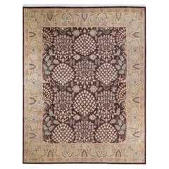 One of a Kind Hand Knotted Traditional Oriental Mogul Brown Area Rug