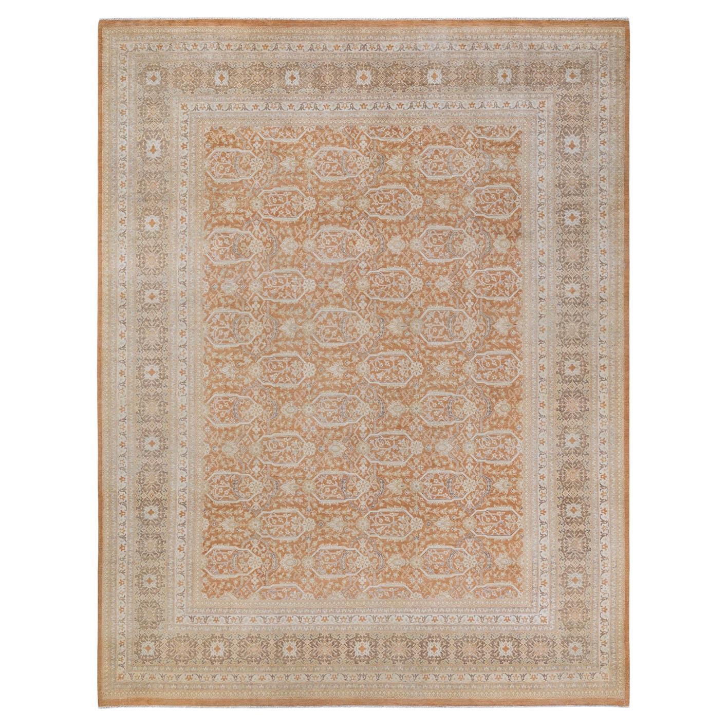 One of a Kind Hand Knotted Traditional Oriental Mogul Brown Area Rug For Sale