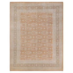 Tapis traditionnel oriental Mogul marron, unique en son genre, nou  la main.