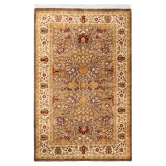 One of a Kind Hand Knotted Traditional Oriental Mogul Brown Area Rug