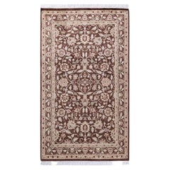 One of a Kind Hand Knotted Traditional Oriental Mogul Brown Area Rug 