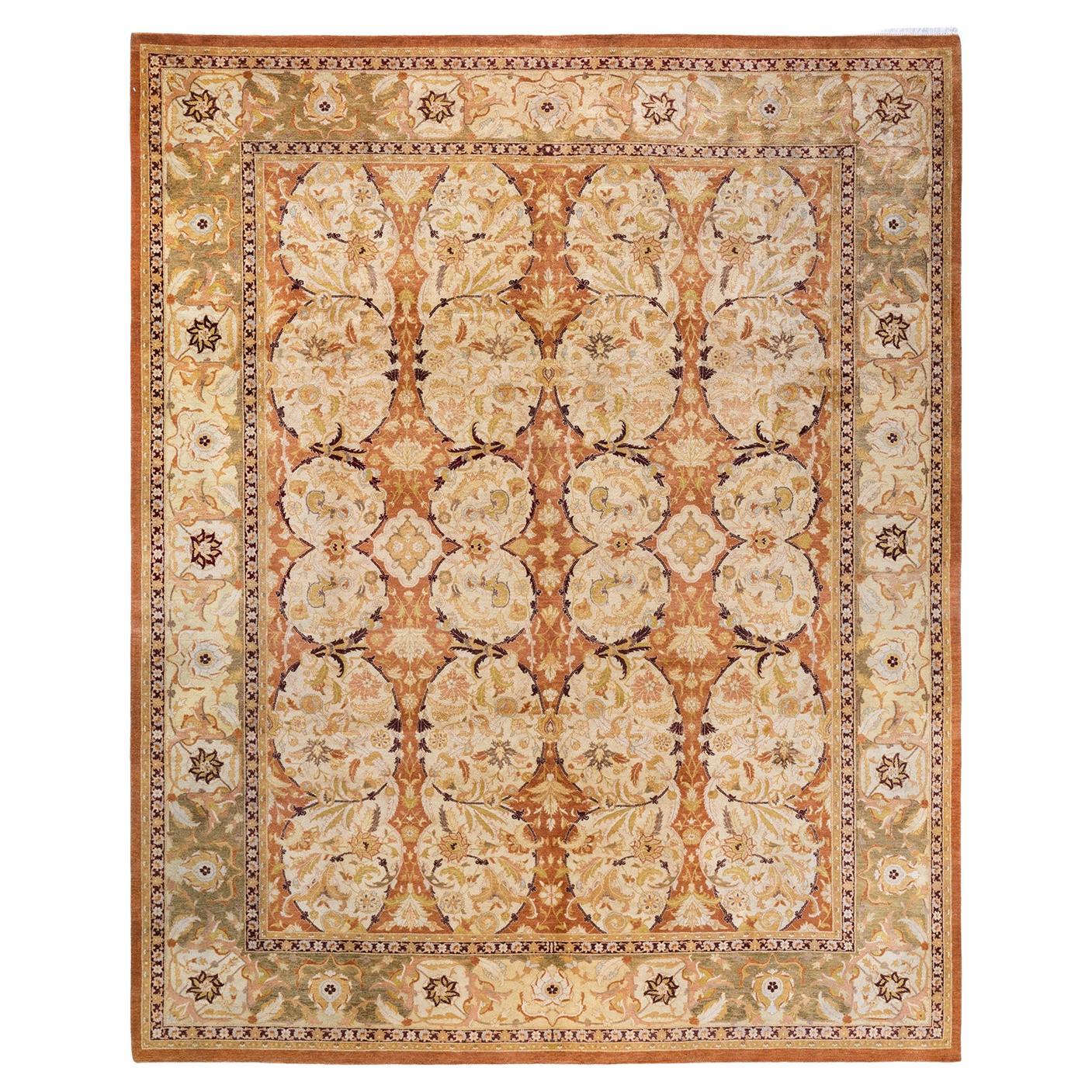 One of a Kind Hand Knotted Traditional Oriental Mogul Brown Area Rug For Sale