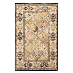 One of a Kind Hand Knotted Traditional Oriental Mogul Brown Area Rug