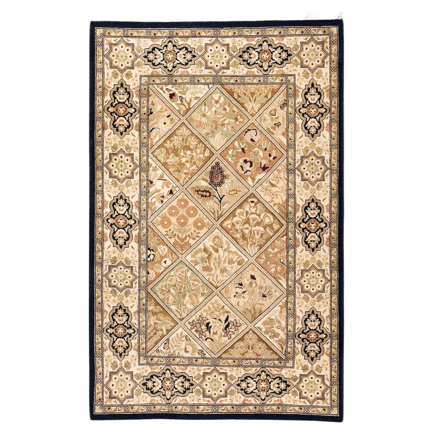 One of a Kind Hand Knotted Traditional Oriental Mogul Brown Area Rug