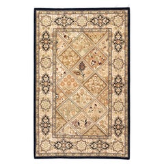One of a Kind Hand Knotted Traditional Oriental Mogul Brown Area Rug