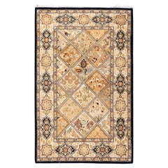 One of a Kind Hand Knotted Traditional Oriental Mogul Brown Area Rug