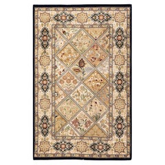 Einzigartiger handgeknpfter traditioneller Orientalischer Mogul-Teppich in Braun