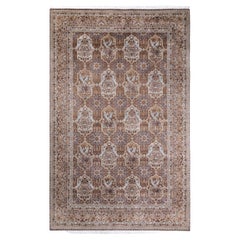 One of a Kind Hand Knotted Traditional Oriental Mogul Brown Area Rug
