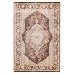 One of Kind Hand Knotted Traditional Oriental Mogul Brown Area Rug