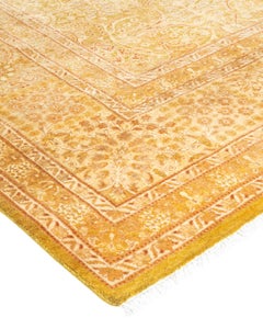One of a Kind Hand Knotted Traditional Oriental Mogul Green Area Rug