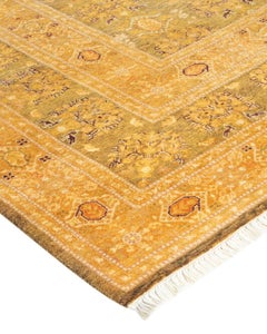Tapis traditionnel oriental Mogul vert, unique en son genre, nou la main.