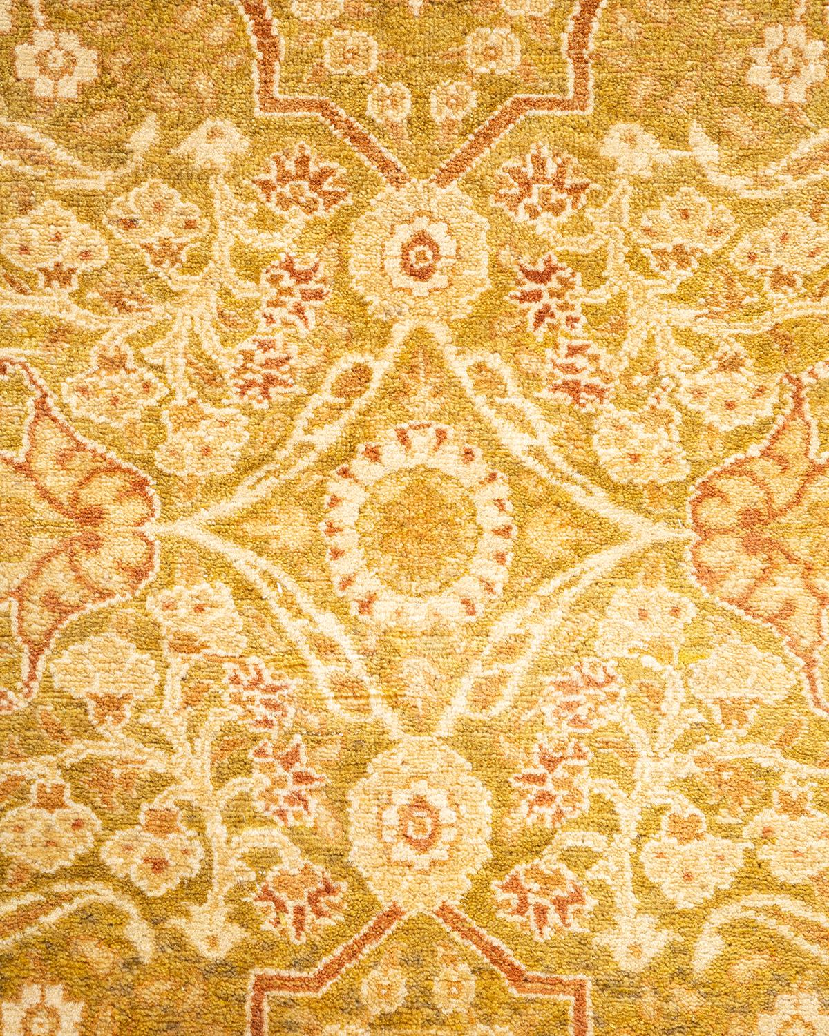 Einzigartiger handgeknpfter traditioneller orientalischer Mogul-Teppich in Grn (Pakistanisch) im Angebot