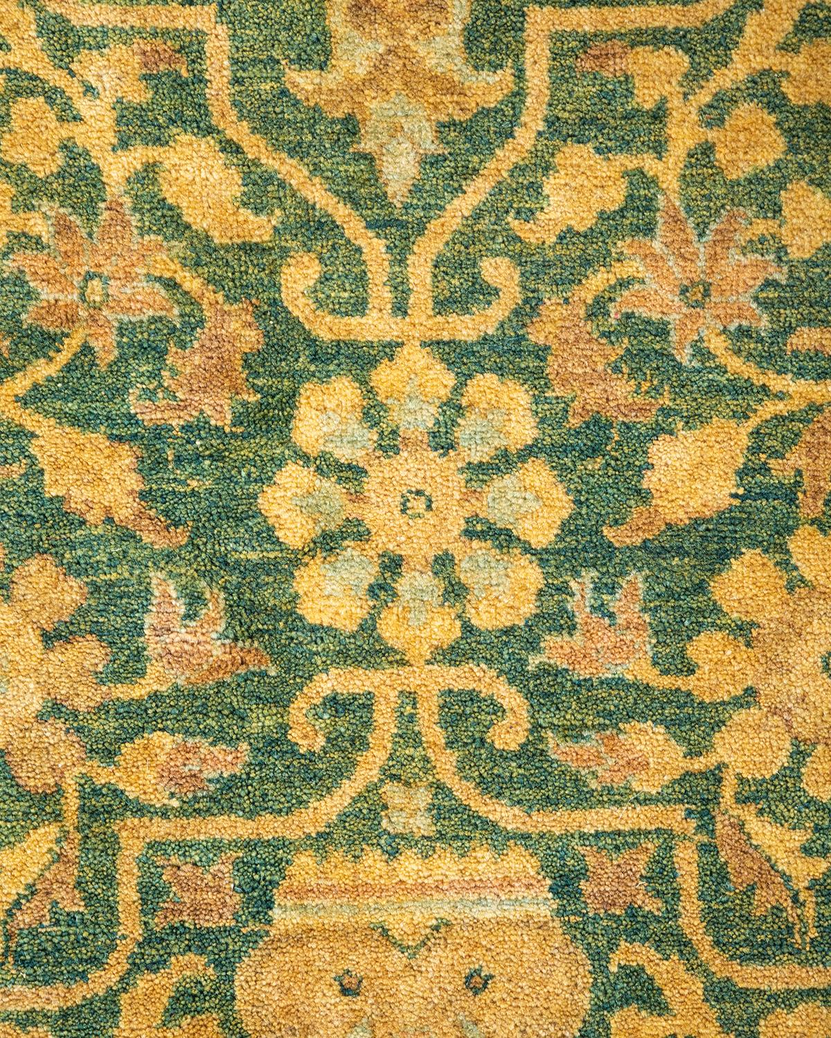Einzigartiger handgeknpfter traditioneller orientalischer Mogul-Teppich in Grn (Pakistanisch)