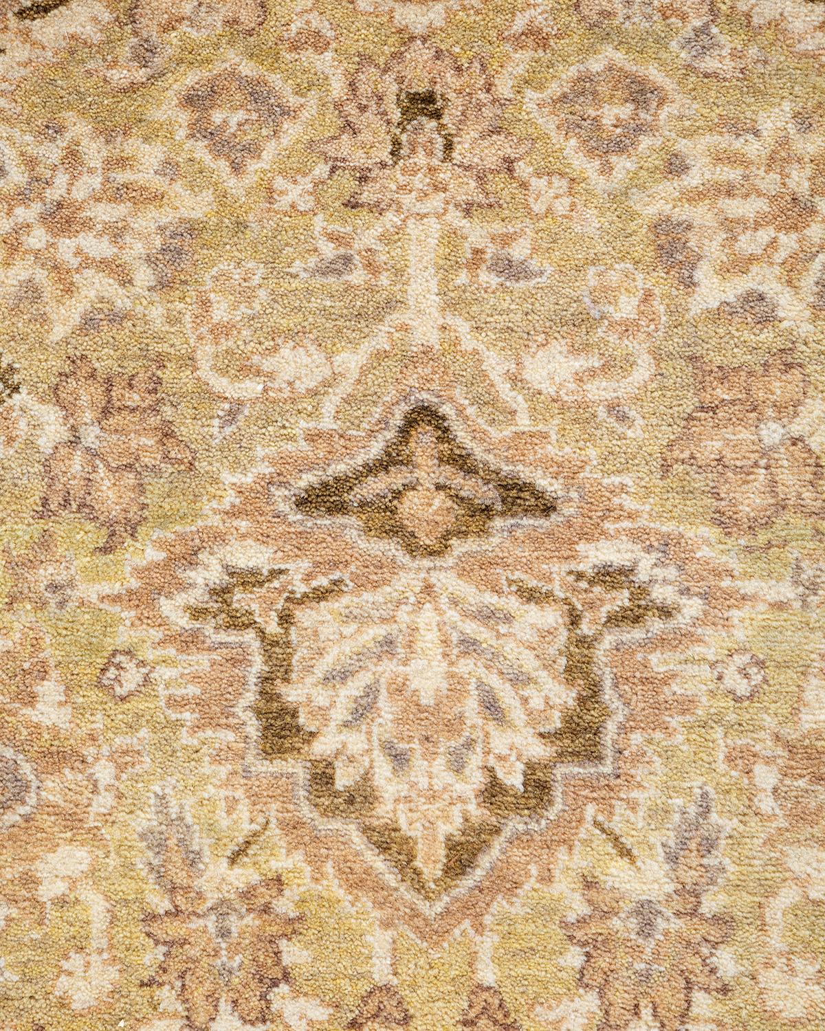 Pakistanais Tapis traditionnel oriental Mogul vert, unique en son genre, noué à la main. en vente