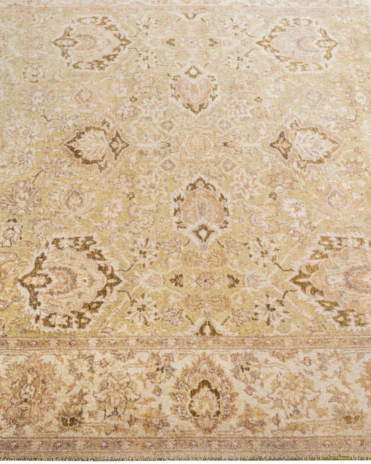 Tapis traditionnel oriental Mogul vert, unique en son genre, noué à la main. Neuf - En vente à Norwalk, CT