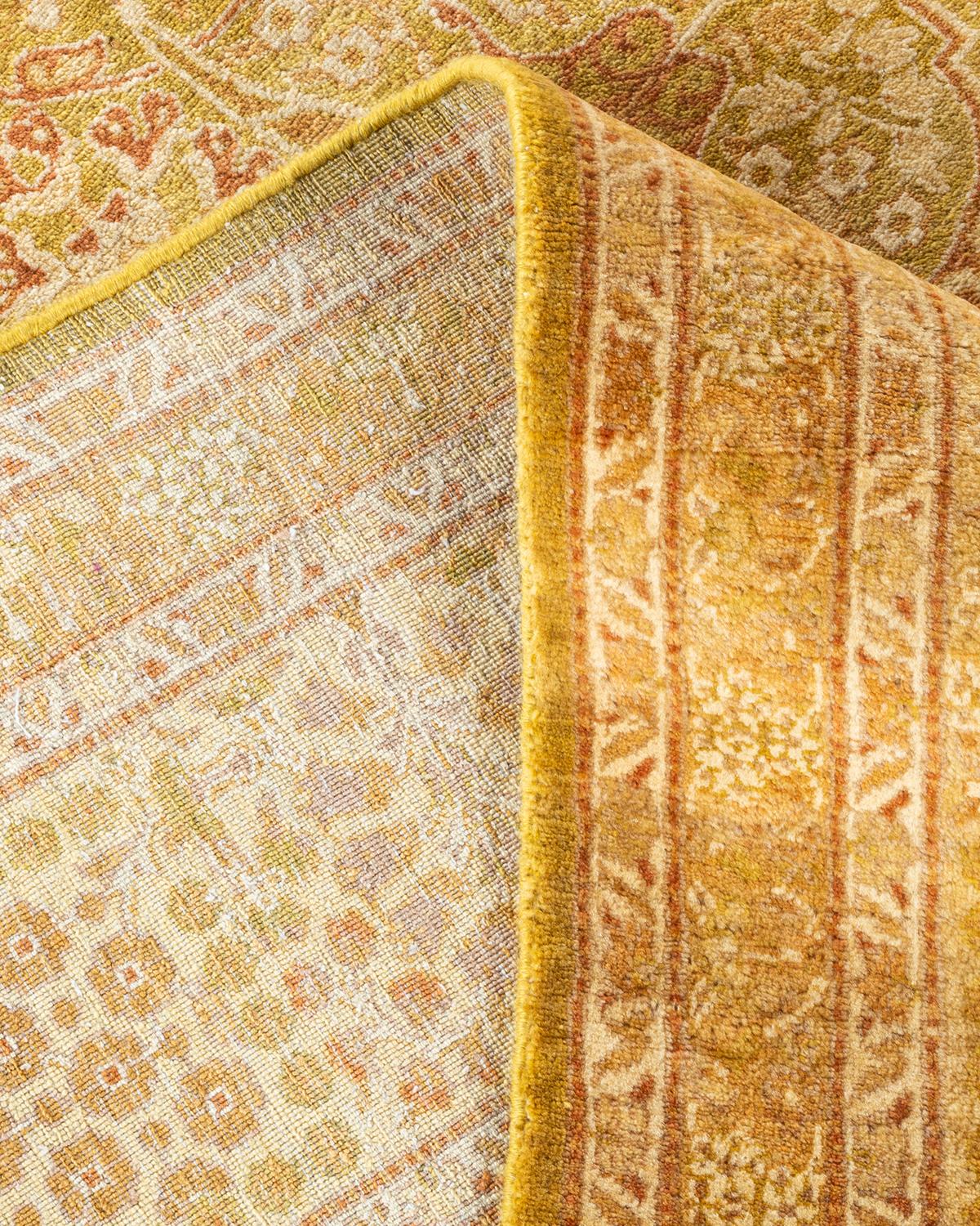 Einzigartiger handgeknpfter traditioneller orientalischer Mogul-Teppich in Grn (Wolle) im Angebot