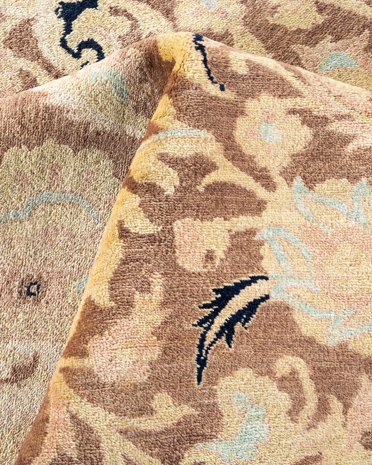 Einzigartiger handgeknpfter traditioneller orientalischer Mogul-Teppich in Grn im Angebot 1