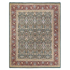 One of a Kind Hand Knotted Traditional Oriental Mogul Green Area Rug