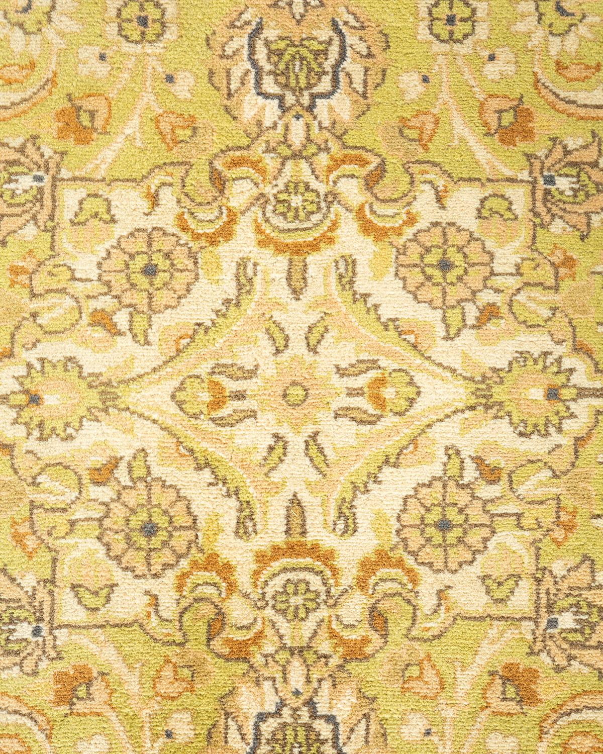 Pakistani One-of-a-Kind Hand Knotted Traditional Oriental Mogul Ivory Area Rug For Sale