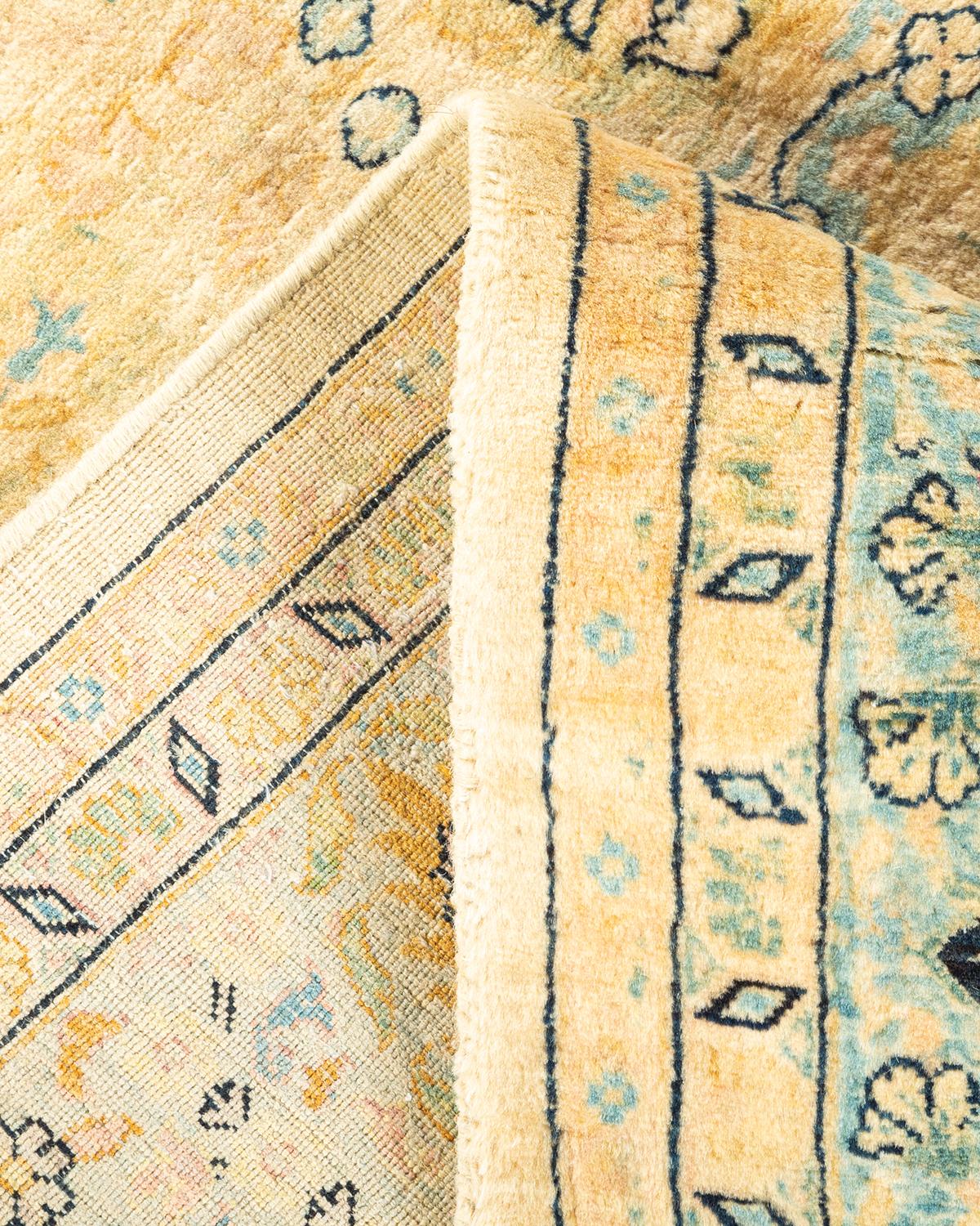 Alfombra oriental tradicional Mogul marfil anudada a mano única en su género Lana en venta