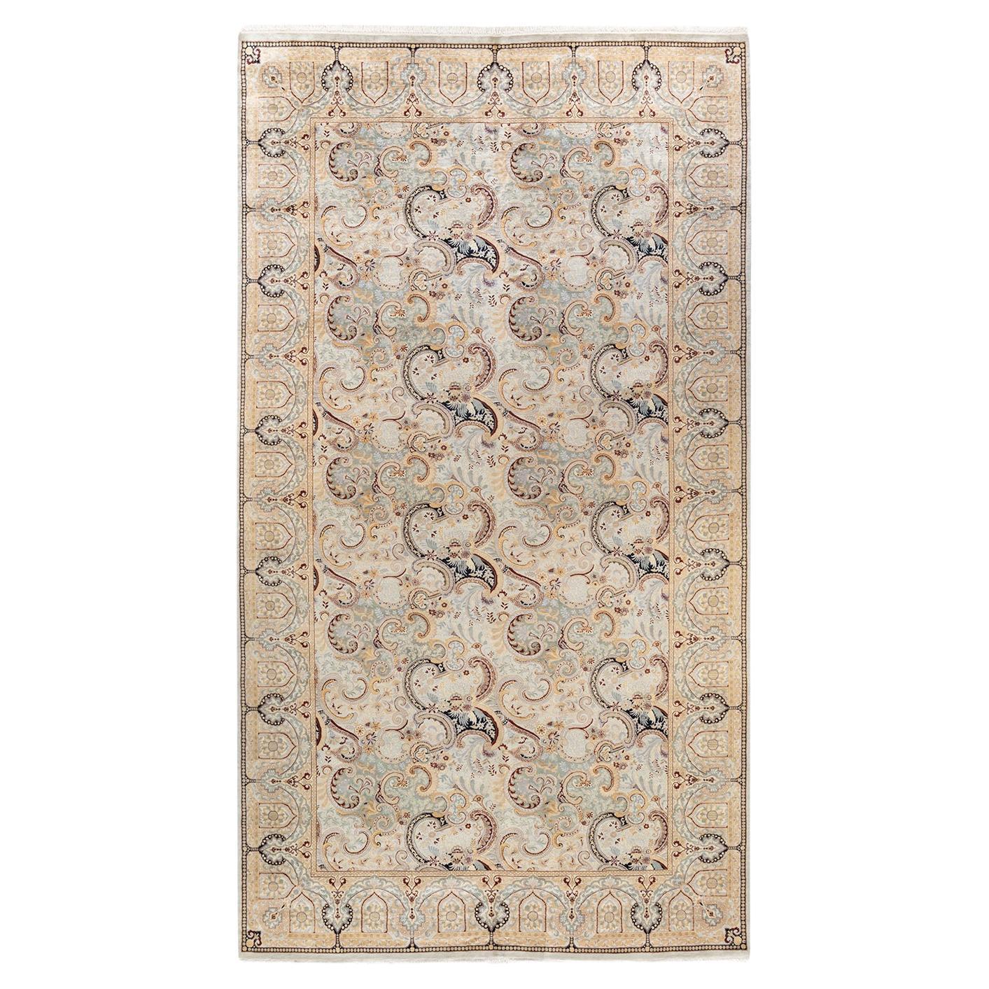 Oneofakind Hand Knotted Traditional Oriental Mogul Ivory Area Rug