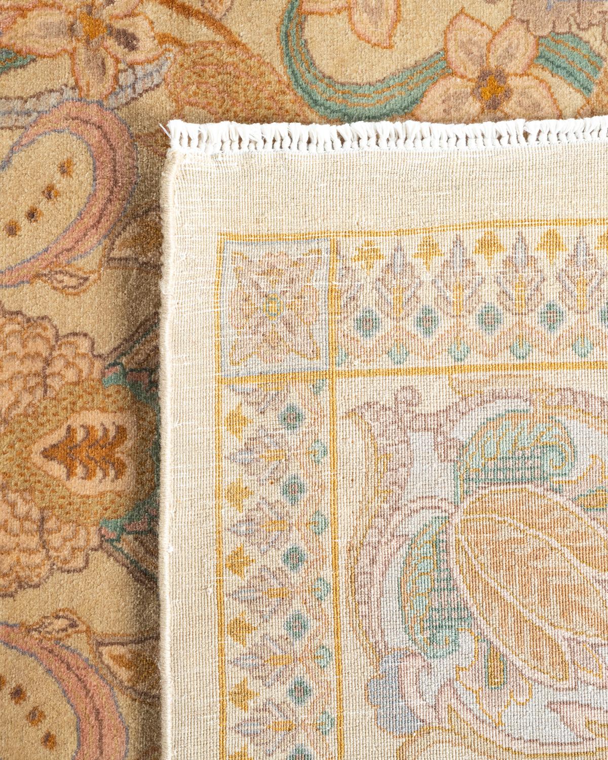 Wool One-of-a-kind Hand Knotted Traditional Oriental Mogul Ivory Area Rug For Sale