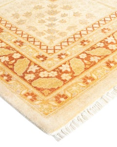 Einzigartiger handgeknpfter traditioneller orientalischer Mogul-Teppich in Elfenbein