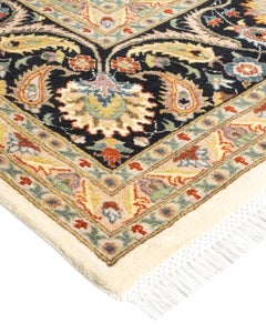 One of a Kind Hand Knotted Traditional Oriental Mogul Ivory Area Rug