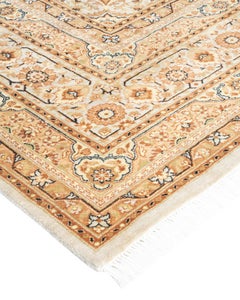 One of a Kind Hand Knotted Traditional Oriental Mogul Ivory Area Rug