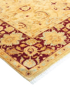 Einzigartiger, handgeknüpfter, traditioneller Orientalischer Mogul-Teppich in Elfenbein