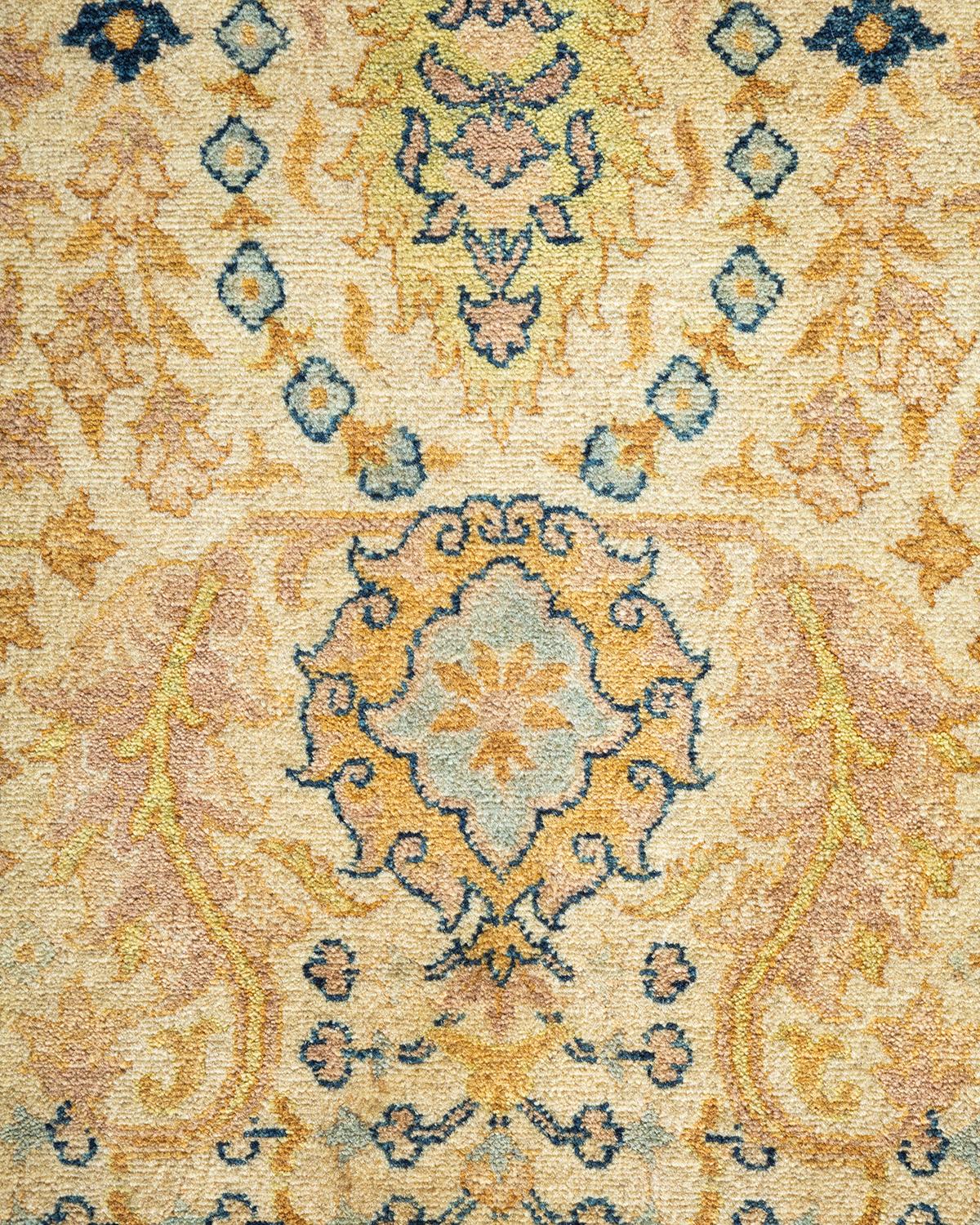 Einzigartiger handgeknpfter traditioneller orientalischer Mogul-Teppich in Elfenbein (Pakistanisch)