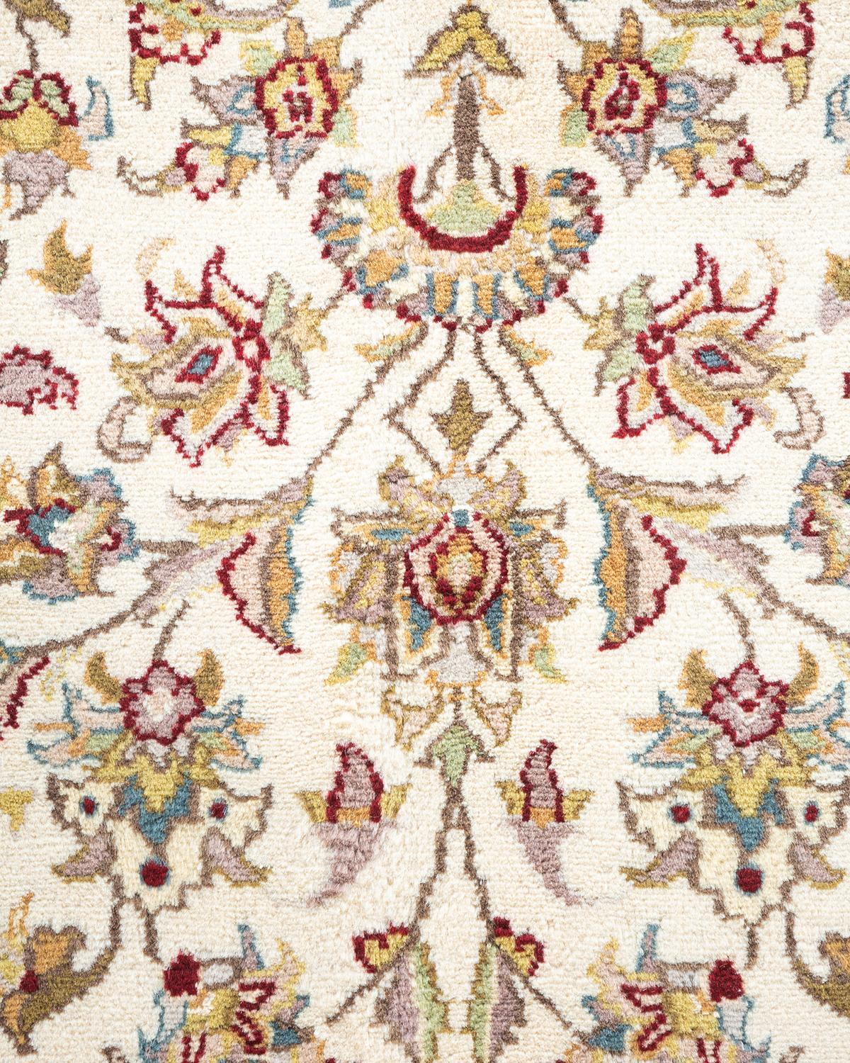 Einzigartiger handgeknüpfter traditioneller orientalischer Mogul-Teppich in Elfenbein (Pakistanisch) im Angebot