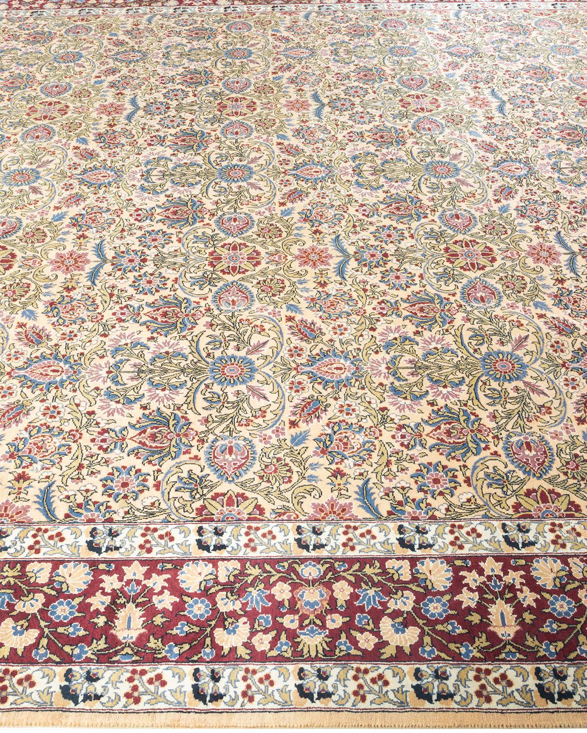 One of a Kind Hand Knotted Traditional Oriental Mogul Ivory Area Rug In New Condition For Sale In Norwalk, CT