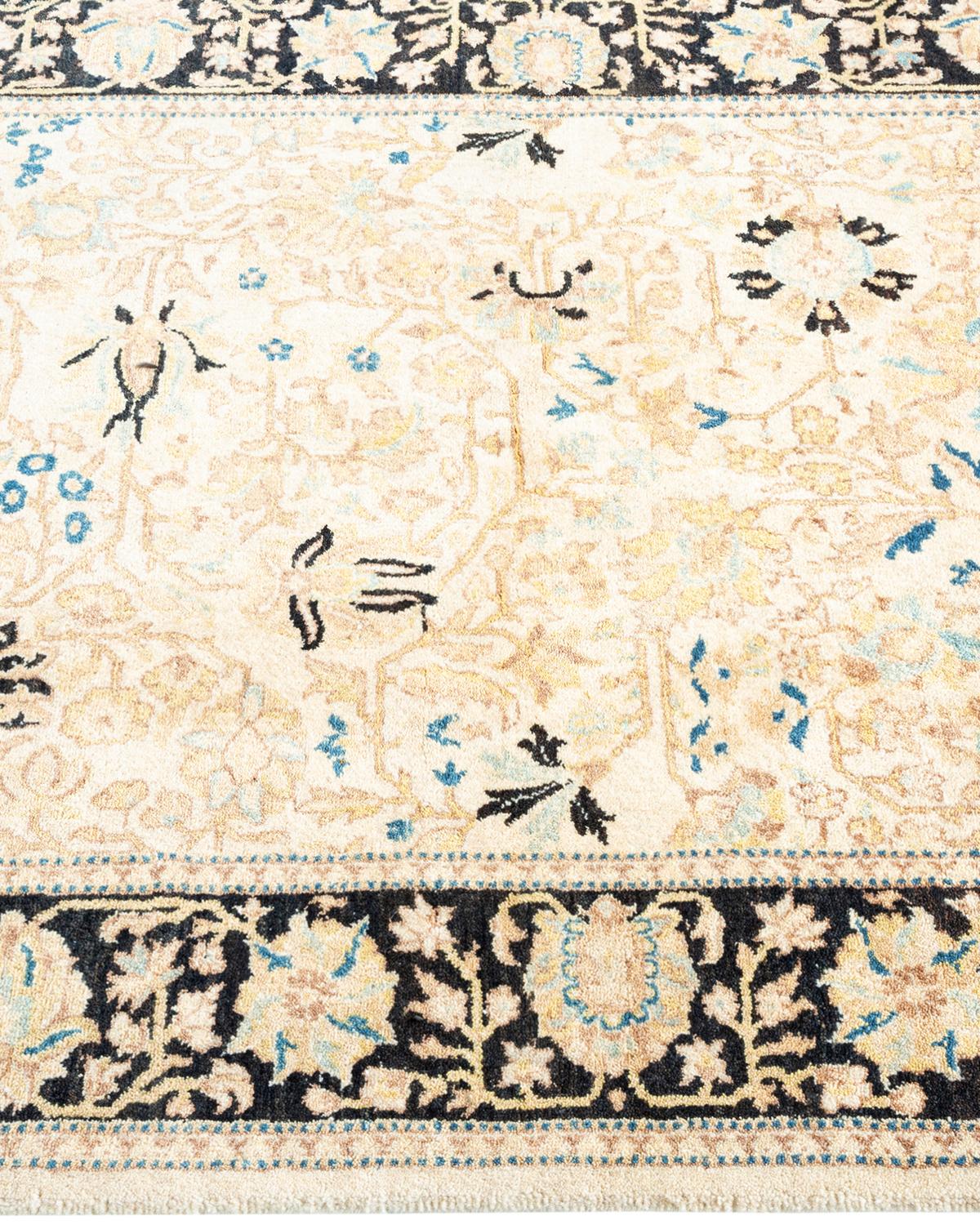 One of a Kind Hand Knotted Traditional Oriental Mogul Ivory Area Rug In New Condition For Sale In Norwalk, CT