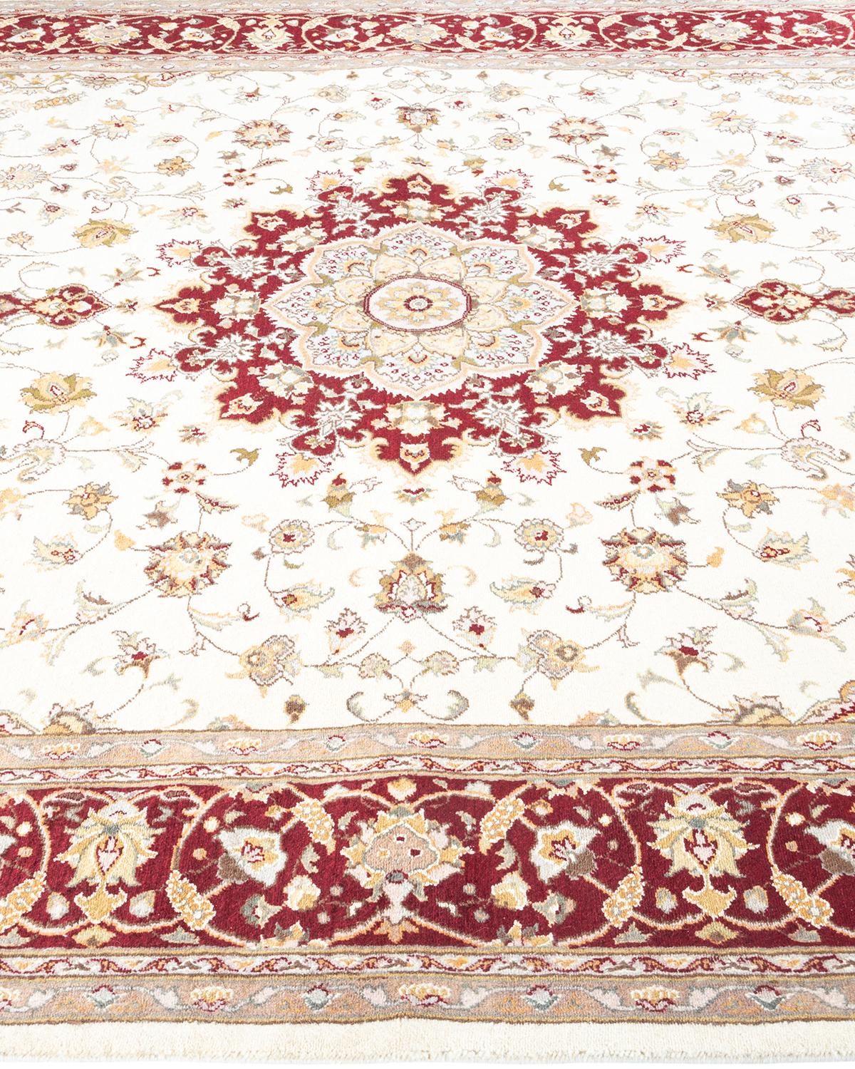 One of a Kind Hand Knotted Traditional Oriental Mogul Ivory Area Rug In New Condition For Sale In Norwalk, CT