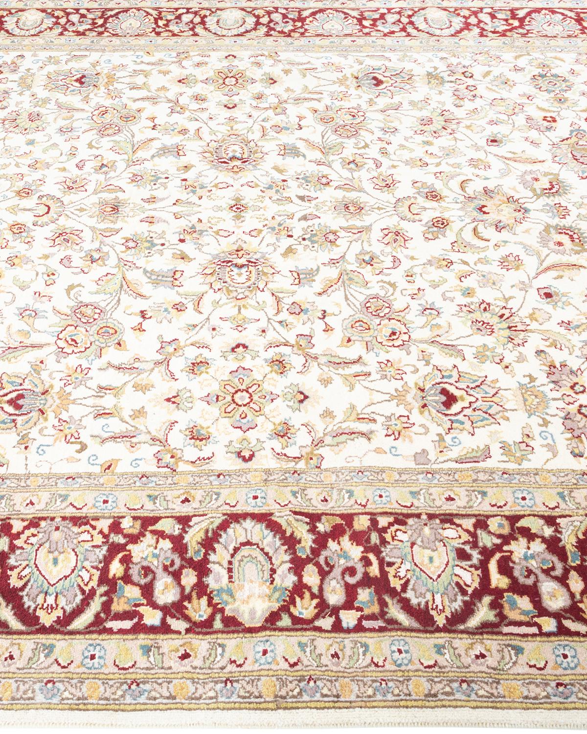 Einzigartiger handgeknüpfter traditioneller orientalischer Mogul-Teppich in Elfenbein im Zustand „Neu“ im Angebot in Norwalk, CT
