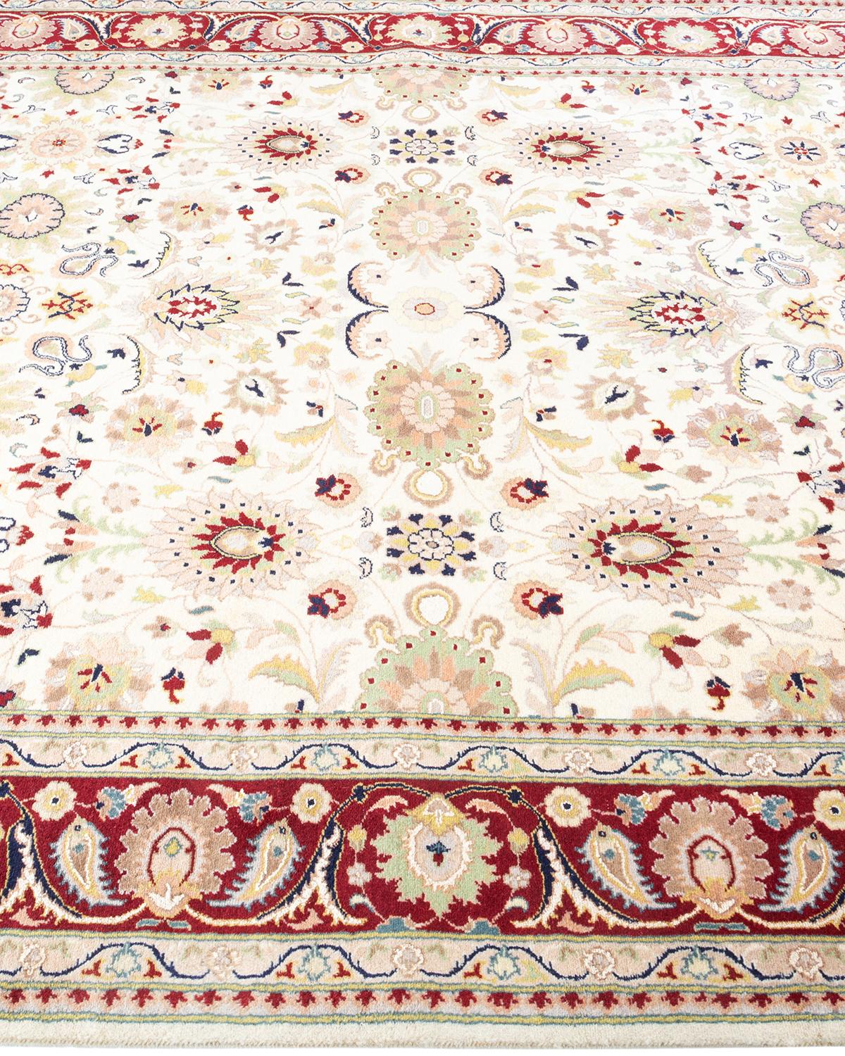 One of a Kind Hand Knotted Traditional Oriental Mogul Ivory Area Rug In New Condition For Sale In Norwalk, CT