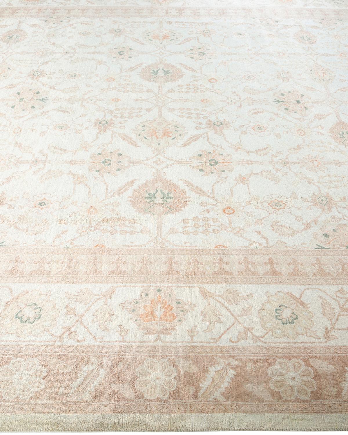 One of a Kind Hand Knotted Traditional Oriental Mogul Ivory Area Rug In New Condition For Sale In Norwalk, CT