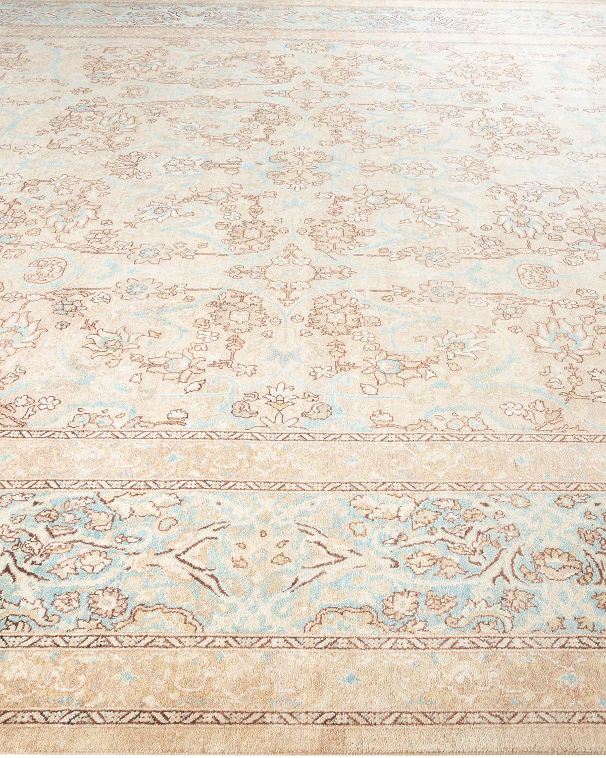 One of a Kind Hand Knotted Traditional Oriental Mogul Ivory Area Rug In New Condition For Sale In Norwalk, CT