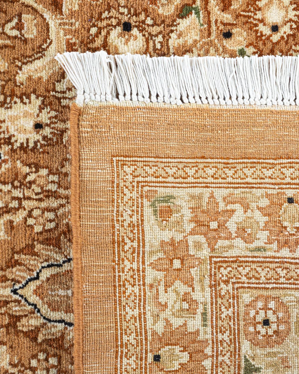Contemporary One of a Kind Hand Knotted Traditional Oriental Mogul Ivory Area Rug