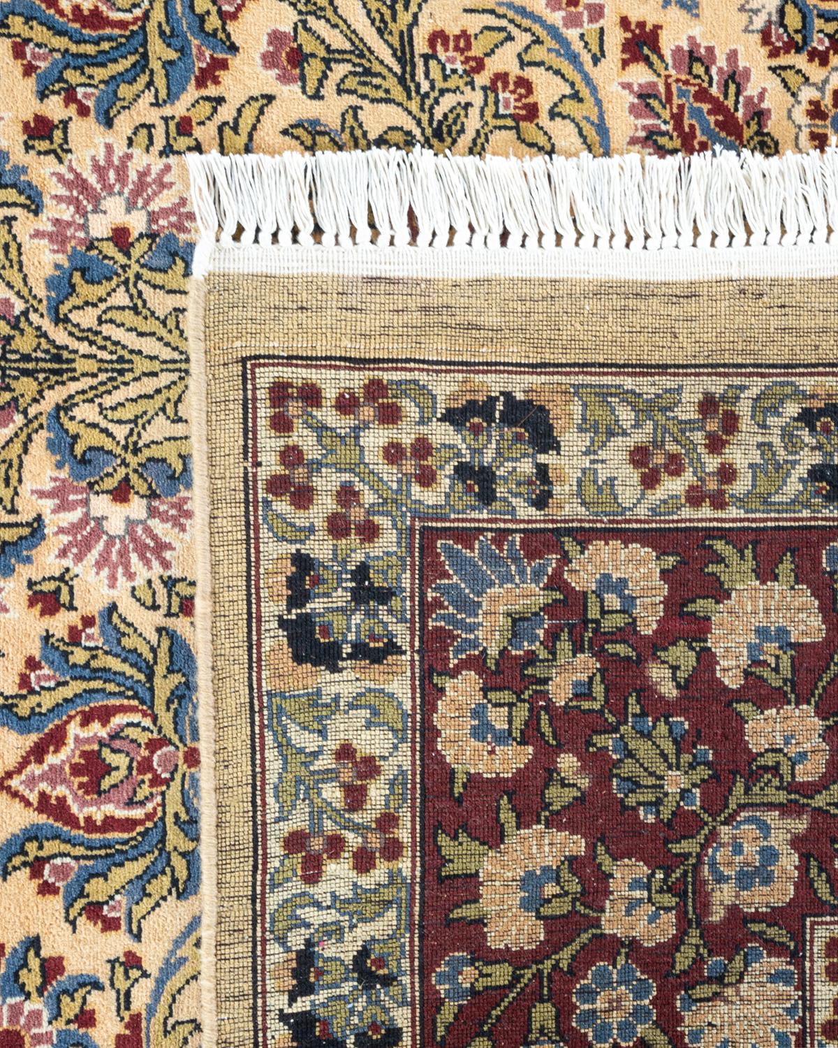 Contemporary One of a Kind Hand Knotted Traditional Oriental Mogul Ivory Area Rug For Sale
