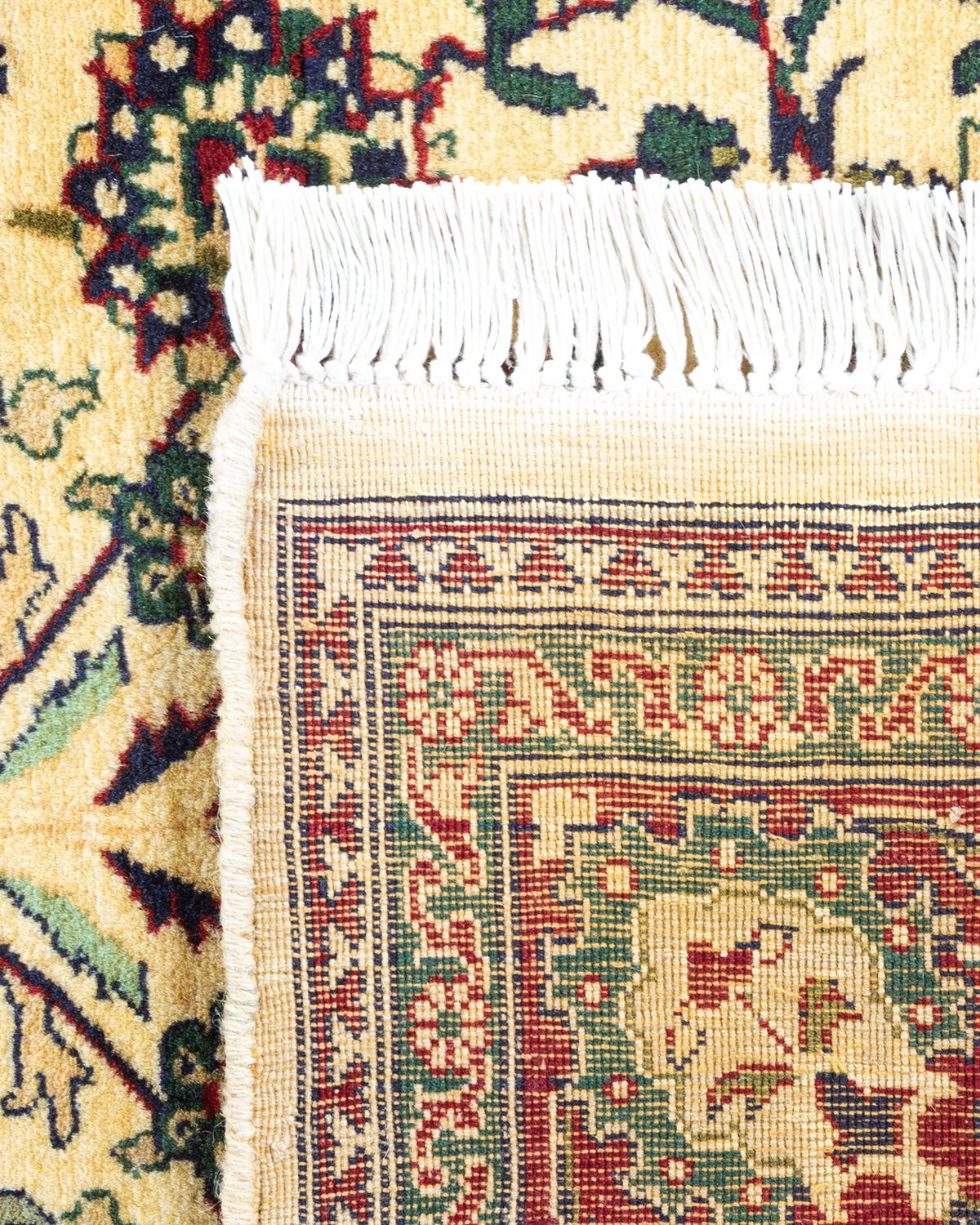Contemporary One of a Kind Hand Knotted Traditional Oriental Mogul Ivory Area Rug For Sale