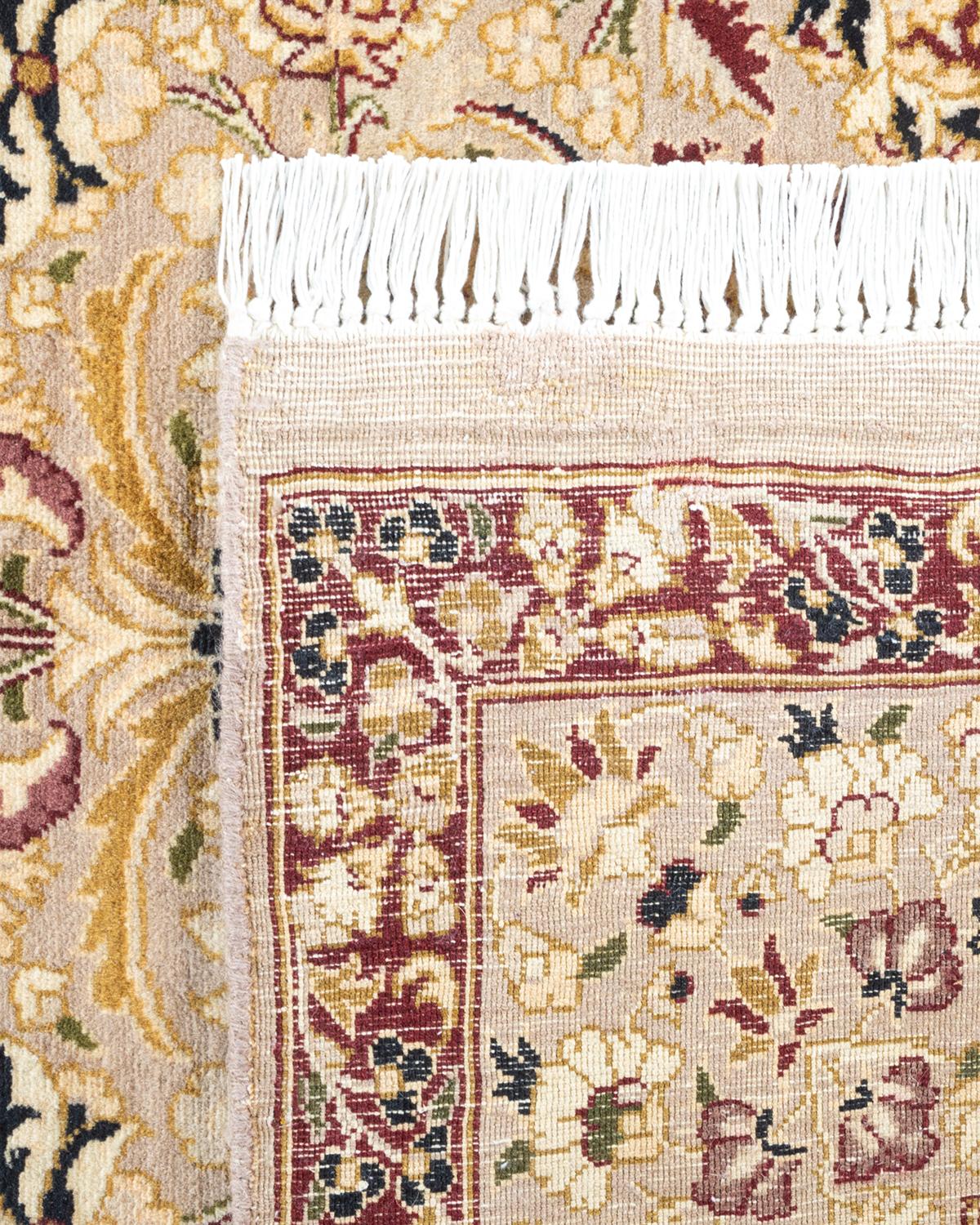 Contemporary One of a Kind Hand Knotted Traditional Oriental Mogul Ivory Area Rug For Sale