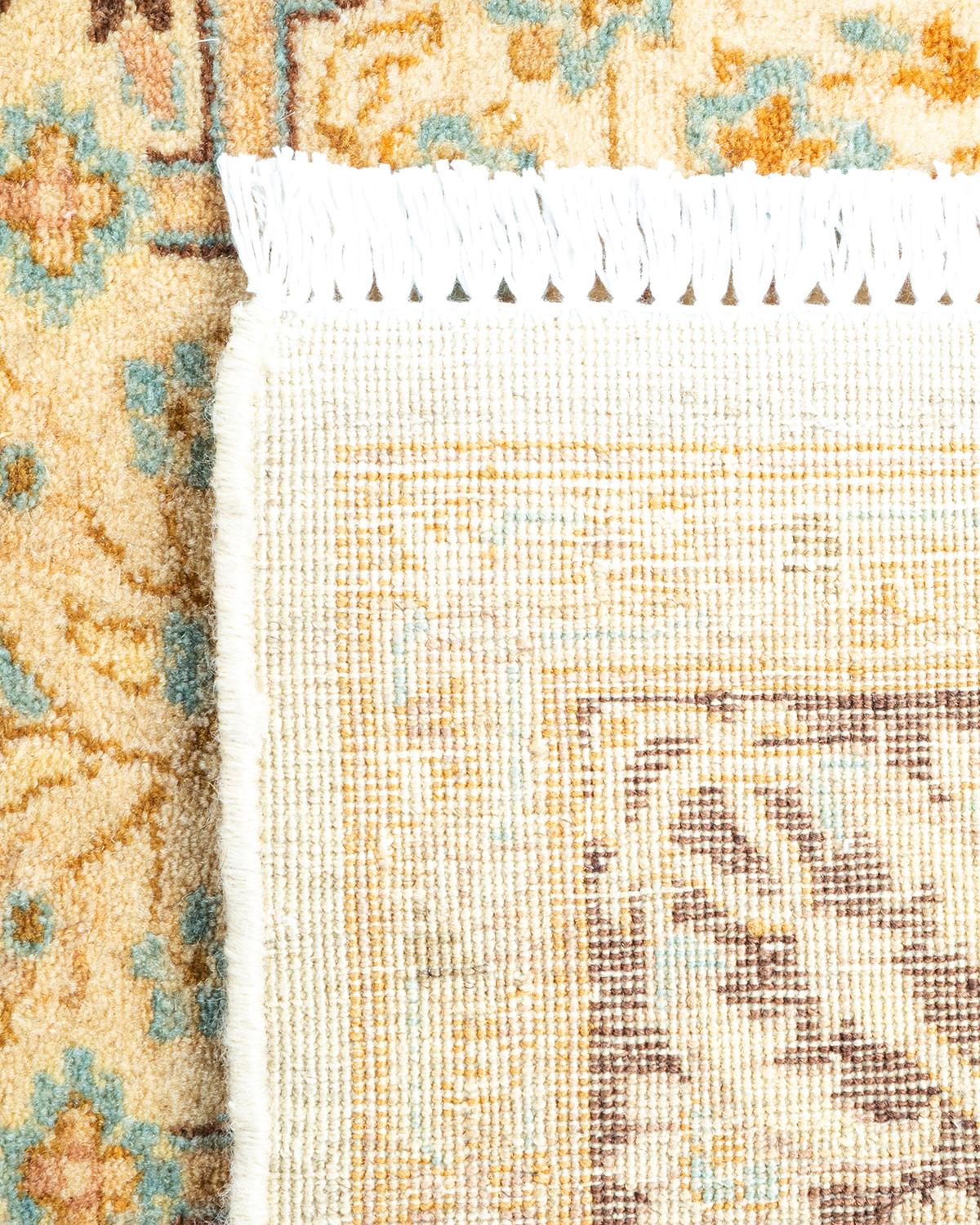 Contemporary One of a Kind Hand Knotted Traditional Oriental Mogul Ivory Area Rug For Sale