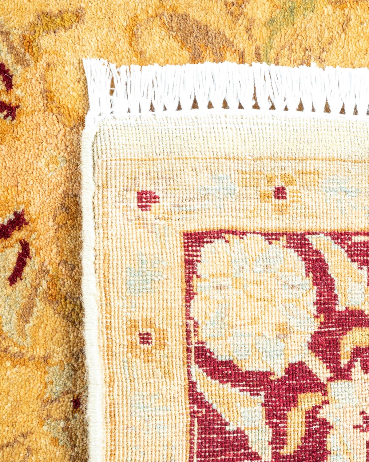 Contemporary One of Kind Hand Knotted Traditional Oriental Mogul Ivory Area Rug For Sale