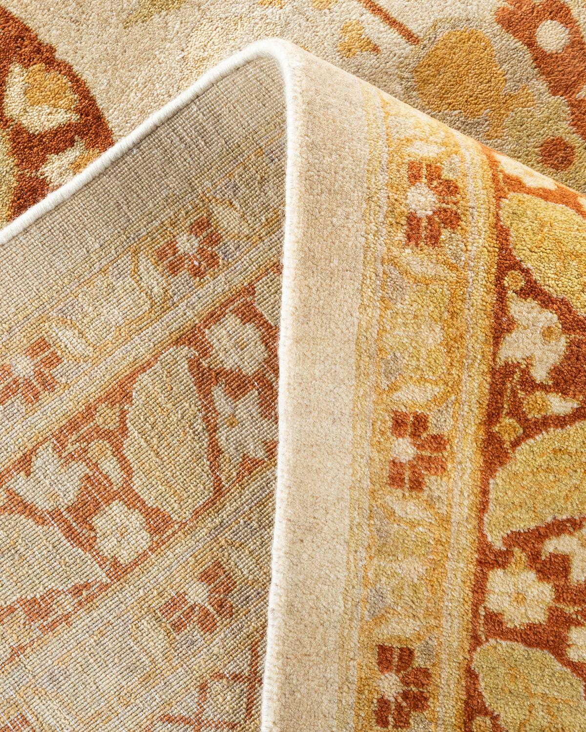 Alfombra única anudada a mano tradicional oriental Mogul marfil Lana en venta