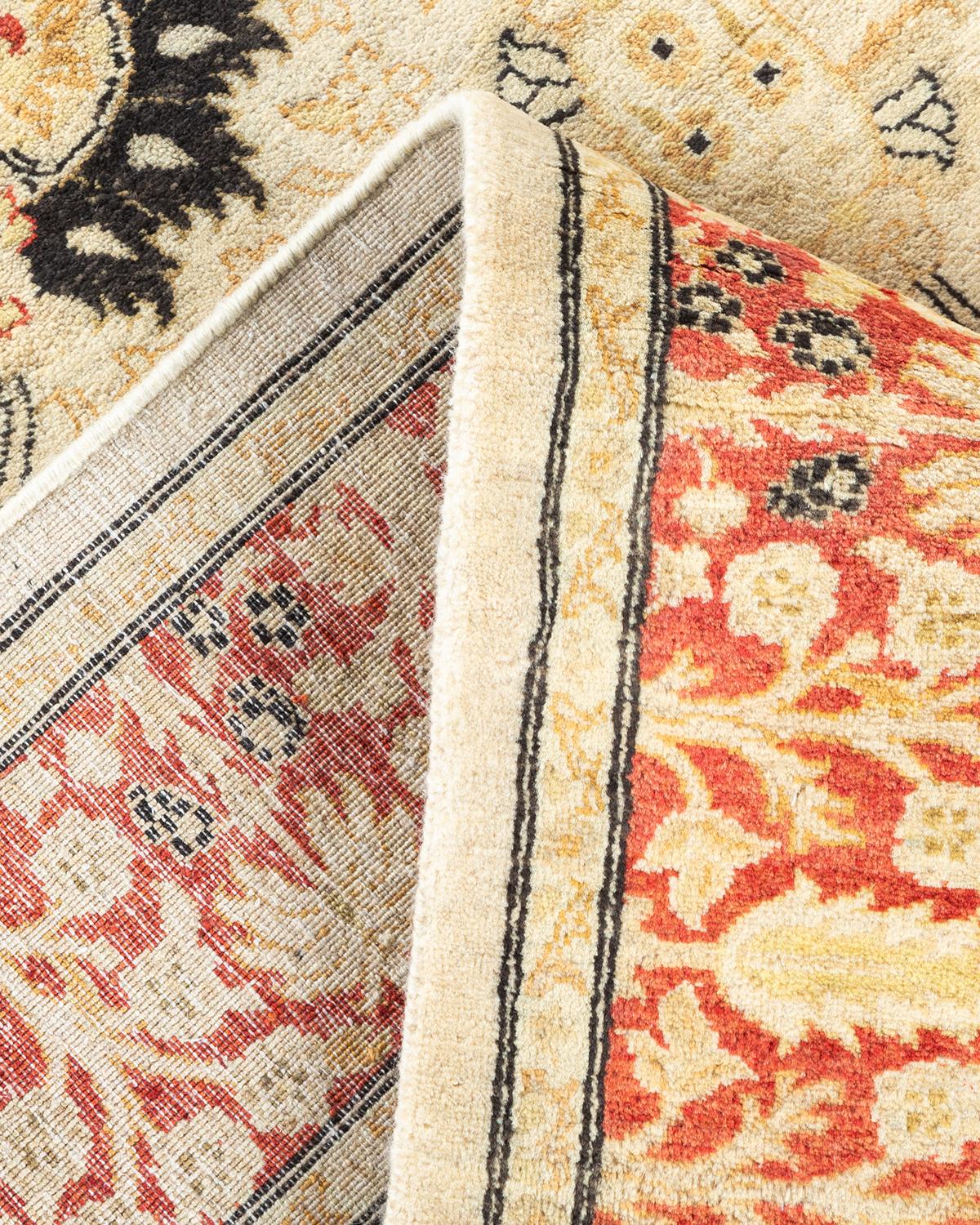 Laine Tapis traditionnel oriental Mogul Ivory, unique en son genre, nou  la main. en vente