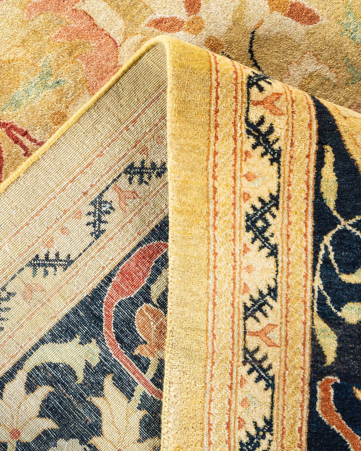 Laine Tapis d'Orient traditionnel Mogul Ivoire, noué à la main, unique en son genre en vente