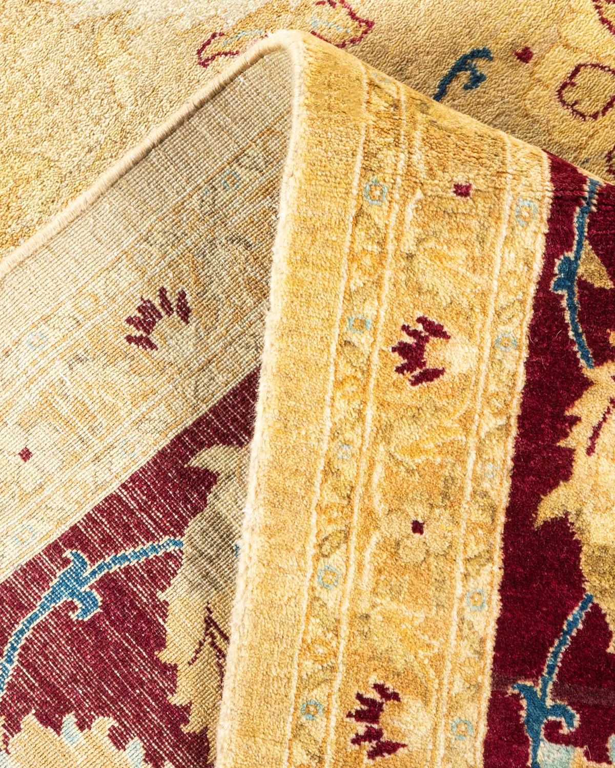 Alfombra única anudada a mano tradicional oriental Mogul marfil Lana en venta